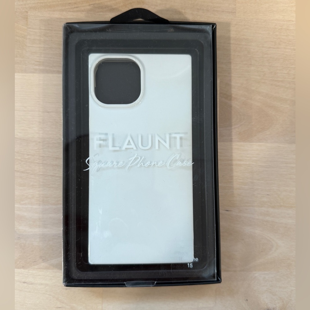 Flaunt Square White Phone Case -IPHONE 15-